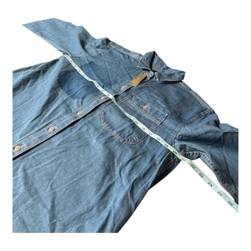 J Crew Chambray Button Down Relaxed Fit Denim Faux Pocket Shirt NEW‎ BY725